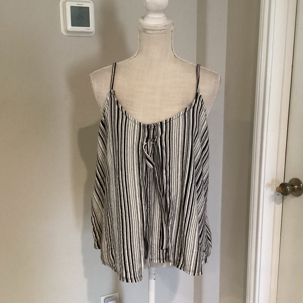 NWOT Black and White Sleeveless Camisole with Tie Front